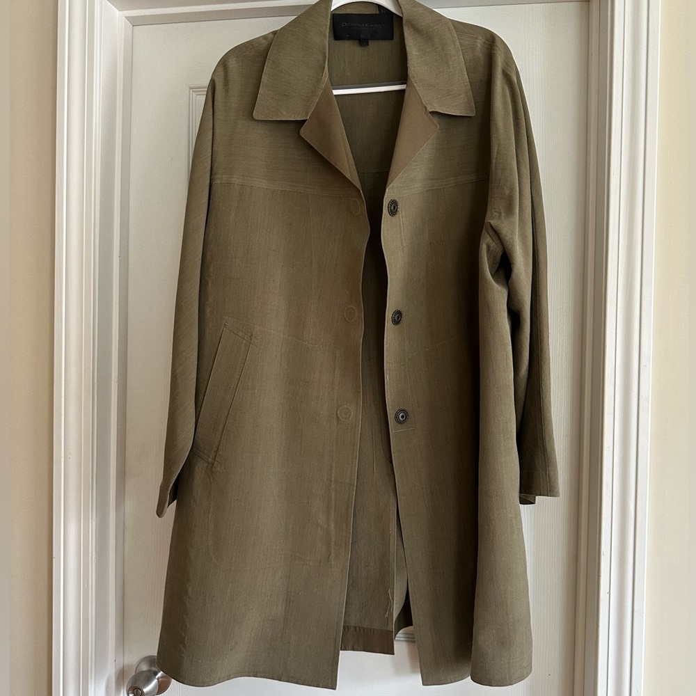 Donna Karan 100% silk lightweight trench jacket